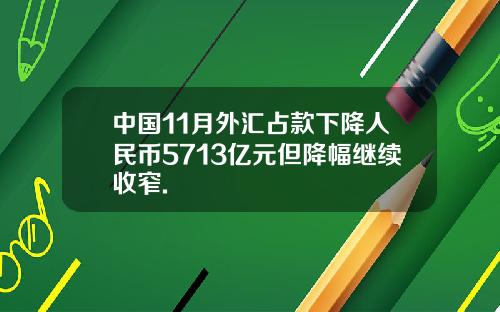 中国11月外汇占款下降人民币5713亿元但降幅继续收窄.