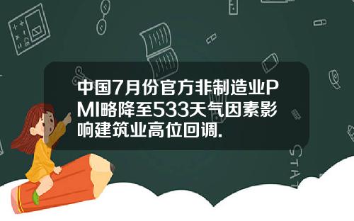 中国7月份官方非制造业PMI略降至533天气因素影响建筑业高位回调.
