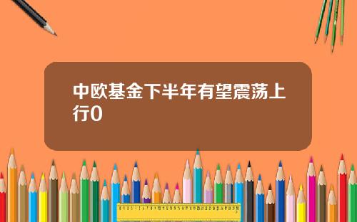 中欧基金下半年有望震荡上行0
