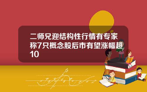 二师兄迎结构性行情有专家称7只概念股后市有望涨幅超10