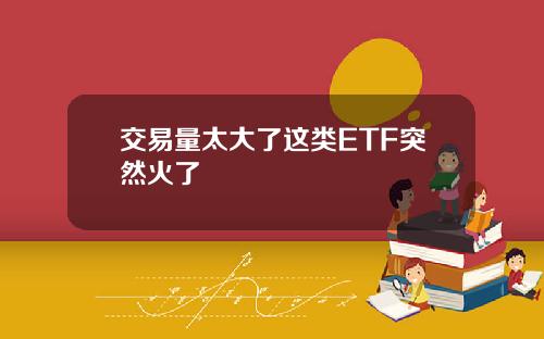 交易量太大了这类ETF突然火了