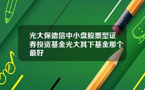 光大保德信中小盘股票型证券投资基金光大其下基金那个最好