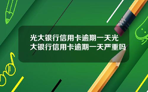 光大银行信用卡逾期一天光大银行信用卡逾期一天严重吗