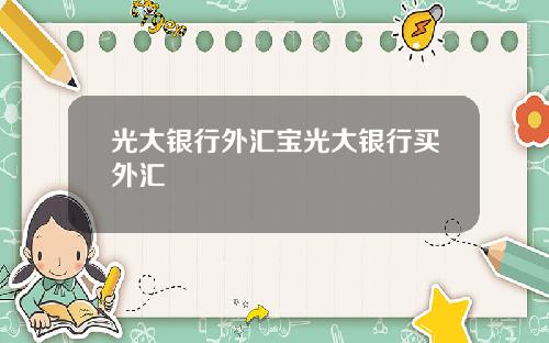 光大银行外汇宝光大银行买外汇