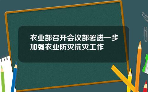 农业部召开会议部署进一步加强农业防灾抗灾工作