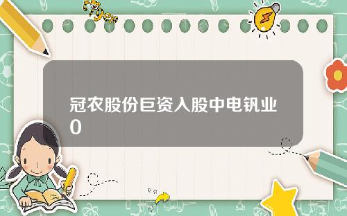 冠农股份巨资入股中电钒业0