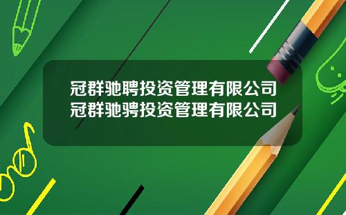 冠群驰聘投资管理有限公司冠群驰骋投资管理有限公司