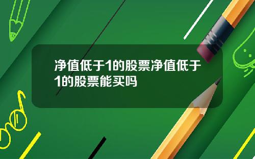 净值低于1的股票净值低于1的股票能买吗