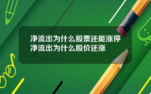 净流出为什么股票还能涨停净流出为什么股价还涨