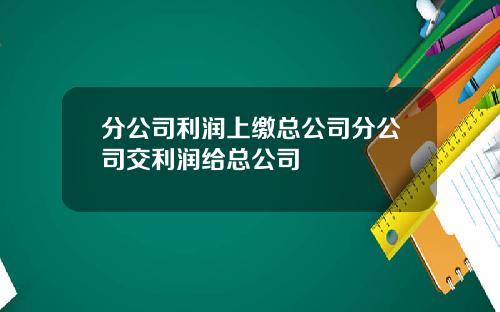 分公司利润上缴总公司分公司交利润给总公司