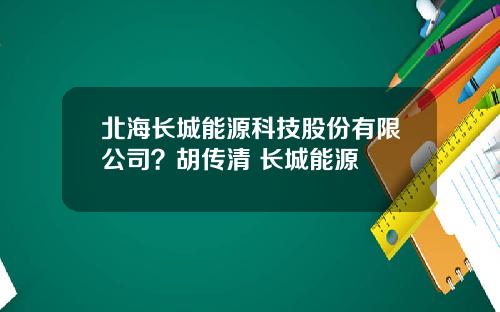 北海长城能源科技股份有限公司?胡传清 长城能源