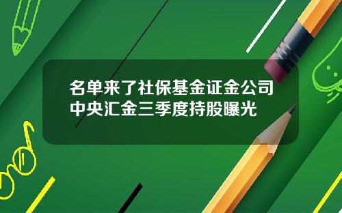 名单来了社保基金证金公司中央汇金三季度持股曝光