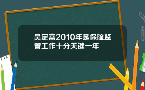 吴定富2010年是保险监管工作十分关键一年