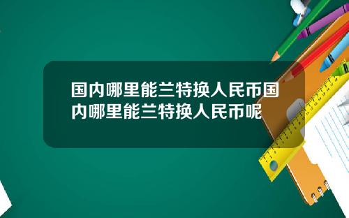 国内哪里能兰特换人民币国内哪里能兰特换人民币呢