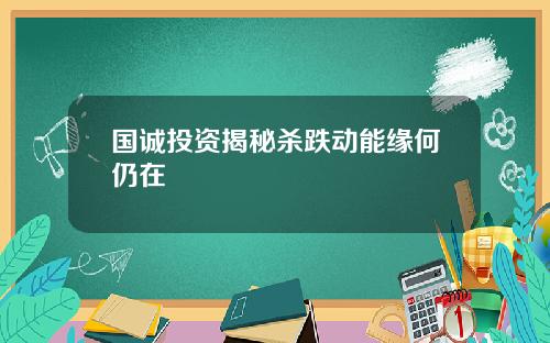 国诚投资揭秘杀跌动能缘何仍在