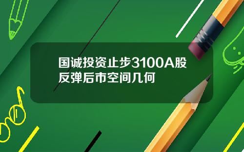 国诚投资止步3100A股反弹后市空间几何