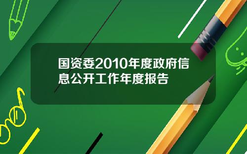 国资委2010年度政府信息公开工作年度报告