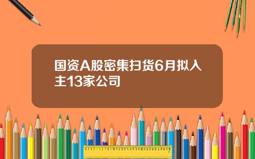 国资A股密集扫货6月拟入主13家公司