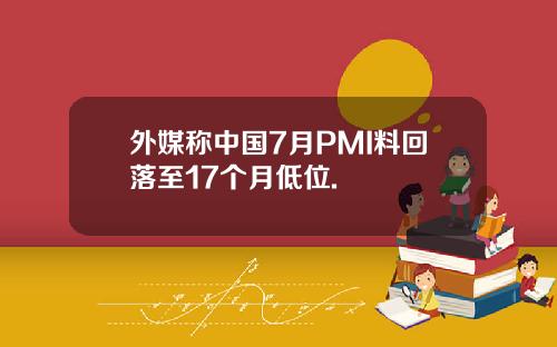 外媒称中国7月PMI料回落至17个月低位.