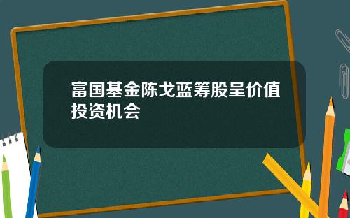 富国基金陈戈蓝筹股呈价值投资机会