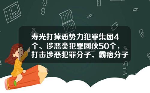 寿光打掉恶势力犯罪集团4个、涉恶类犯罪团伙50个,打击涉恶犯罪分子、霸痞分子301人……