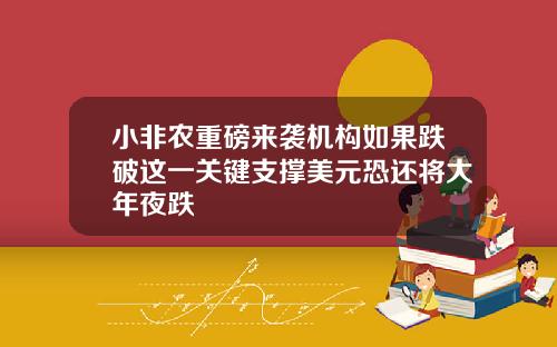小非农重磅来袭机构如果跌破这一关键支撑美元恐还将大年夜跌