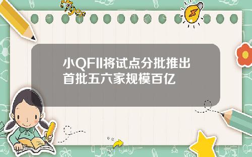 小QFII将试点分批推出首批五六家规模百亿