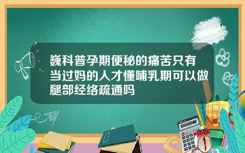 巍科普孕期便秘的痛苦只有当过妈的人才懂哺乳期可以做腿部经络疏通吗