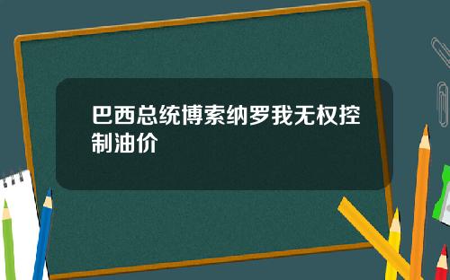 巴西总统博索纳罗我无权控制油价