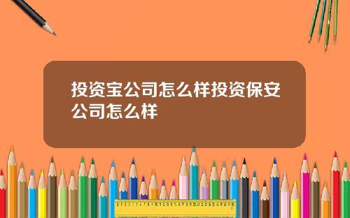 投资宝公司怎么样投资保安公司怎么样