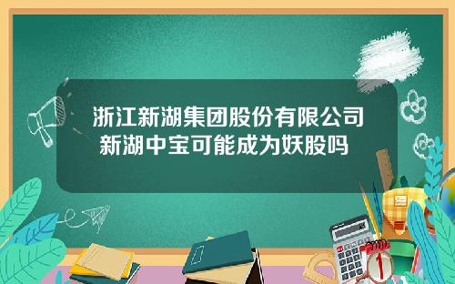 浙江新湖集团股份有限公司 新湖中宝可能成为妖股吗