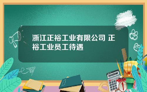 浙江正裕工业有限公司 正裕工业员工待遇