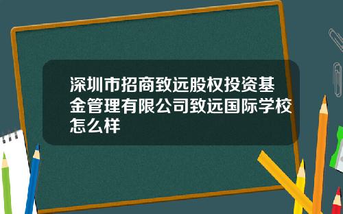 深圳市招商致远股权投资基金管理有限公司致远国际学校怎么样
