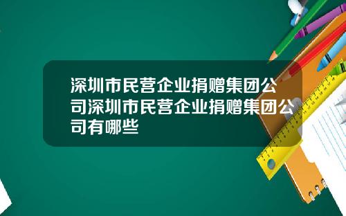 深圳市民营企业捐赠集团公司深圳市民营企业捐赠集团公司有哪些