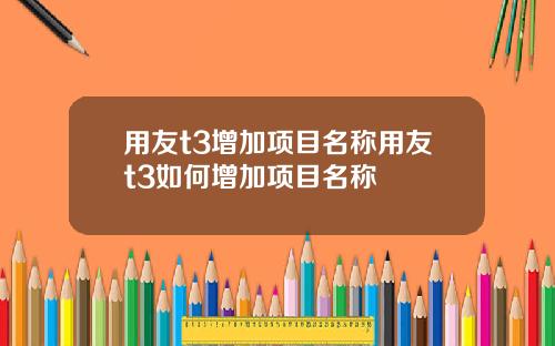 用友t3增加项目名称用友t3如何增加项目名称