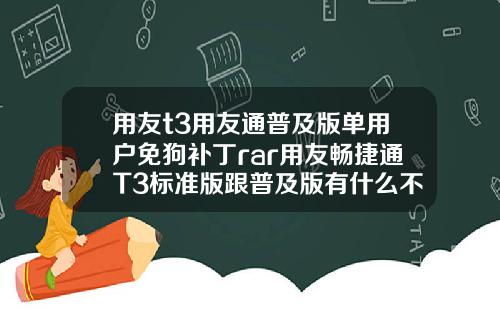 用友t3用友通普及版单用户免狗补丁rar用友畅捷通T3标准版跟普及版有什么不同