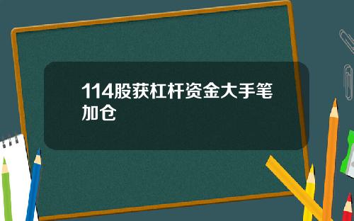 114股获杠杆资金大手笔加仓