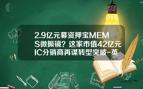 2.9亿元募资押宝MEMS微振镜？这家市值42亿元IC分销商再谋转型突破-英唐电子科技有限公司