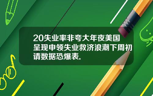 20失业率非夸大年夜美国呈现申领失业救济浪潮下周初请数据恐爆表.