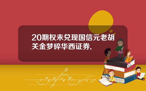 20期权未兑现国信元老胡关金梦碎华西证券.