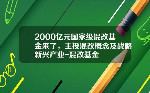2000亿元国家级混改基金来了，主投混改概念及战略新兴产业-混改基金