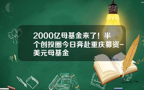 2000亿母基金来了！半个创投圈今日奔赴重庆募资-美元母基金