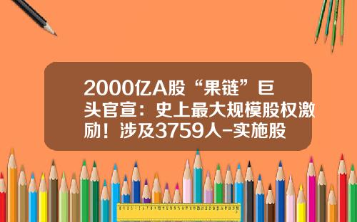 2000亿A股“果链”巨头官宣：史上最大规模股权激励！涉及3759人-实施股票期权激励计划的上市公司