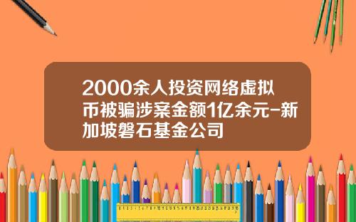 2000余人投资网络虚拟币被骗涉案金额1亿余元-新加坡磐石基金公司