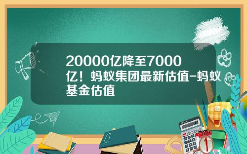 20000亿降至7000亿！蚂蚁集团最新估值-蚂蚁基金估值