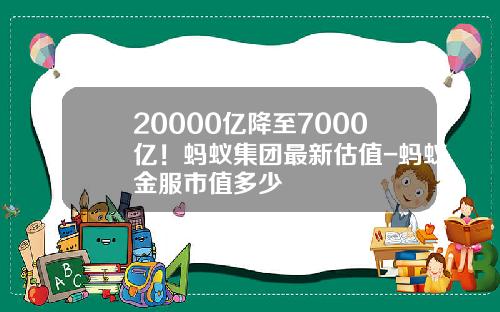 20000亿降至7000亿！蚂蚁集团最新估值-蚂蚁金服市值多少