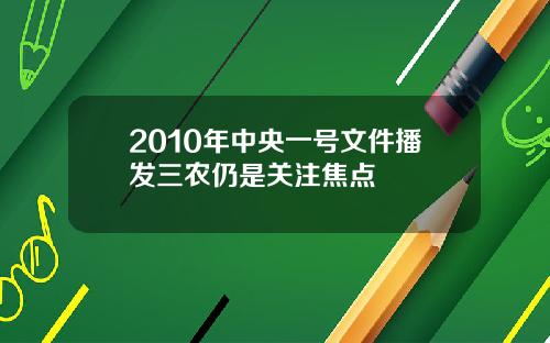 2010年中央一号文件播发三农仍是关注焦点