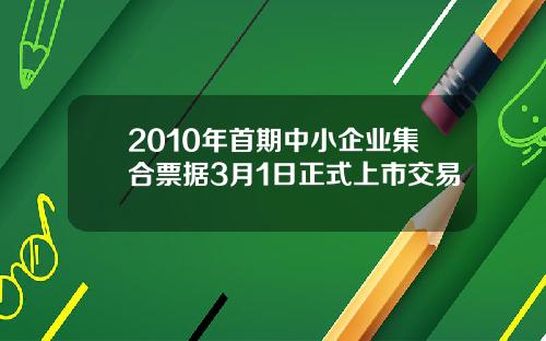 2010年首期中小企业集合票据3月1日正式上市交易