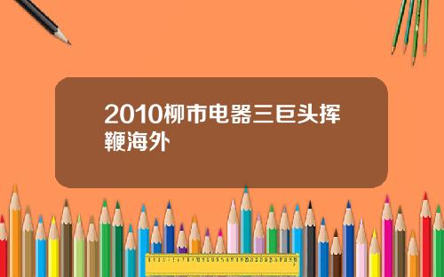 2010柳市电器三巨头挥鞭海外