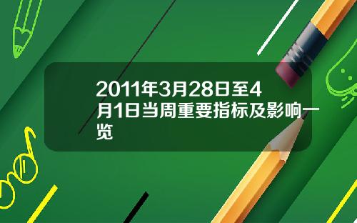 2011年3月28日至4月1日当周重要指标及影响一览